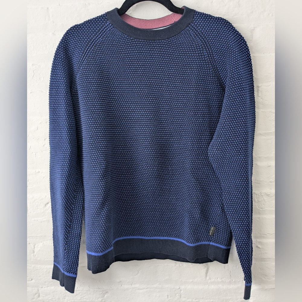 Ted Baker Textured Navy Crewneck Sweater